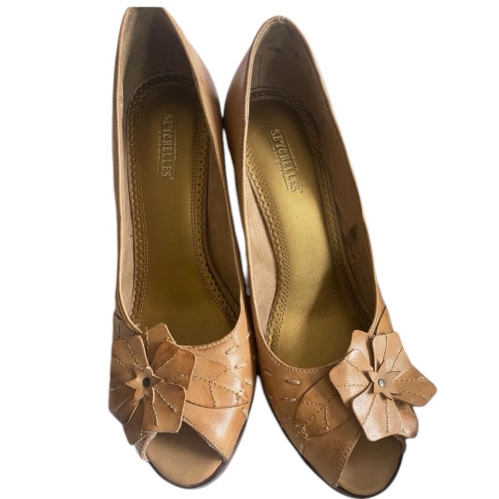 Seychelles Memory Lane Peep Toe Leather Pumps boho Cottagecore fairycore…